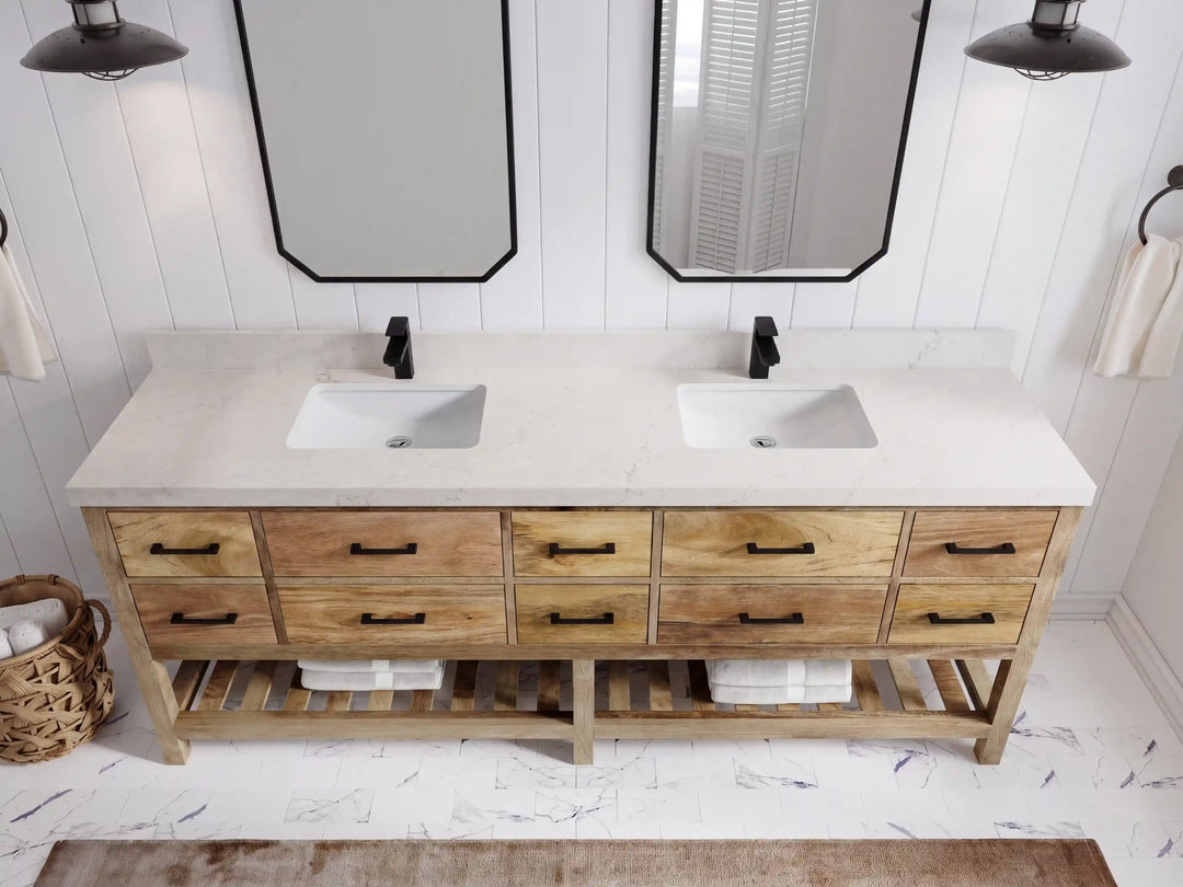 Parker Mango Wood 84 in. W x 22 in. D Double Sink Bathroom vanity with | 
              
                Natural Mango
                
                  
             - PRK_MG_NTR_WHQZ_RT84 - photo №23