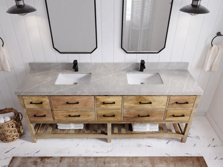 Parker Mango Wood 84 in. W x 22 in. D Double Sink Bathroom vanity with - photo 16