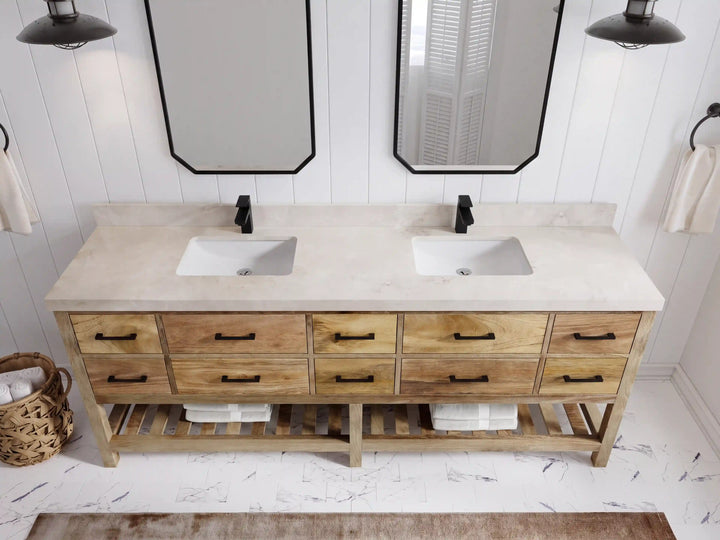 Parker Mango Wood 84 in. W x 22 in. D Double Sink Bathroom vanity with - photo 24