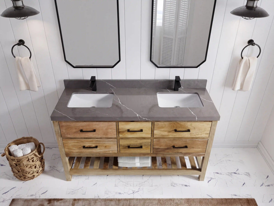 Parker Mango Wood 60 in. W x 22 in. D Double Sink Bathroom Vanity | 
              
                Natural Mango
                
                  
             - PRK_MG_NTR_WHQZ_60D - photo №19