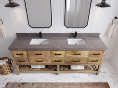 Parker Mango Wood 84 in. W x 22 in. D Double Sink Bathroom vanity with - photo 17