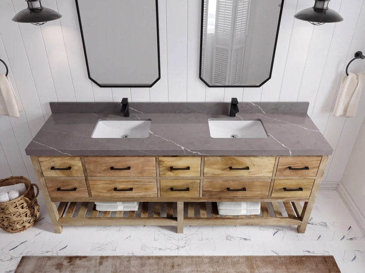 Parker Mango Wood 84 in. W x 22 in. D Double Sink Bathroom vanity with - photo 17