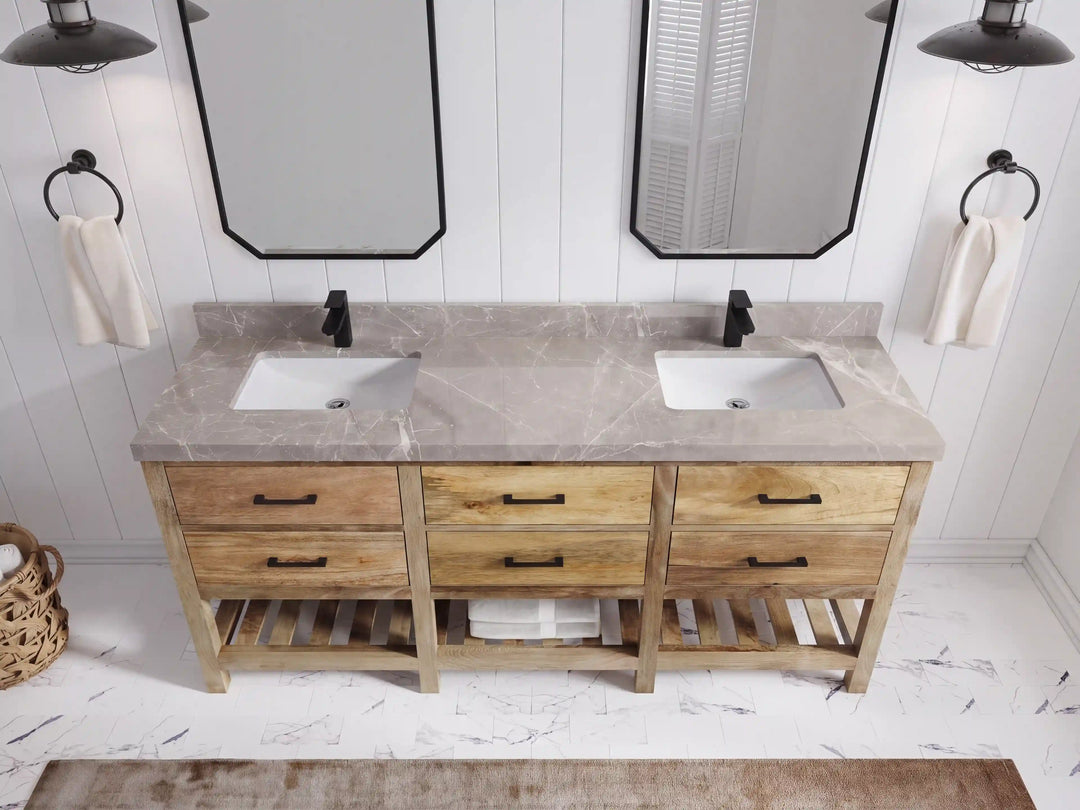 Parker Mango Wood 72 in. W x 22 in. D Double Sink Bathroom Vanity | 
              
                Natural Mango
                
                  
             - PRK_MG_NTR_WHQZ_72D - photo №29