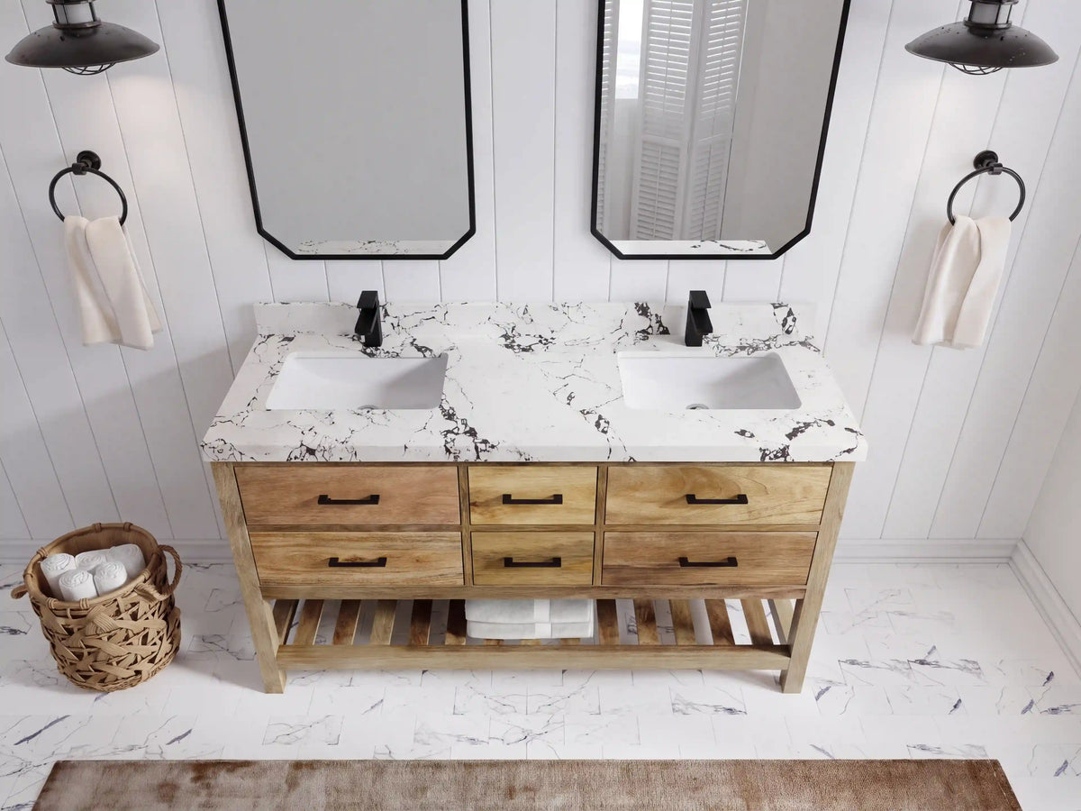 Parker Mango Wood 60 in. W x 22 in. D Double Sink Bathroom Vanity