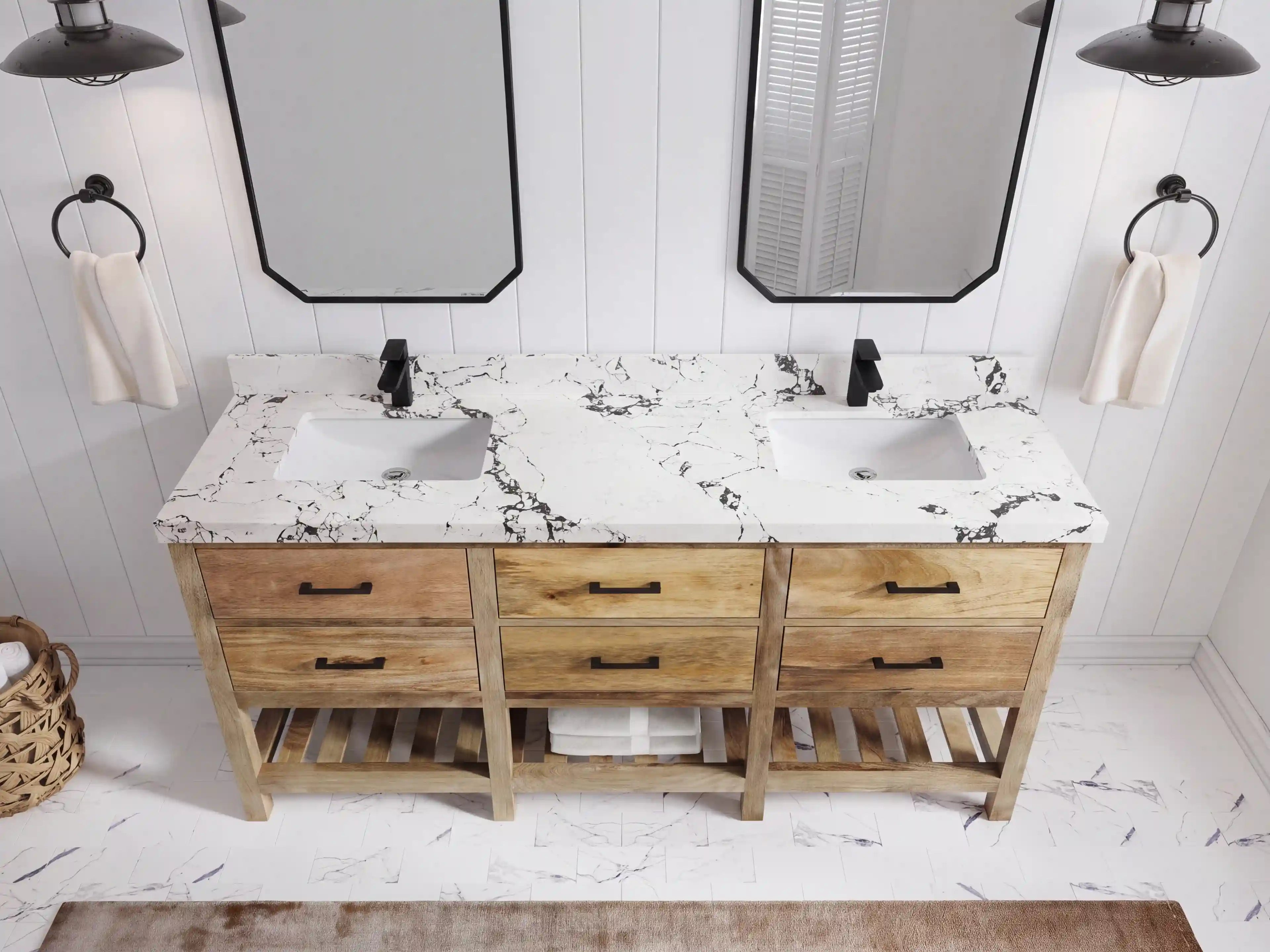 Parker Mango Wood 72 in. W x 22 in. D Double Sink Bathroom Vanity