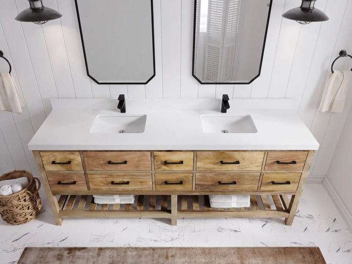 Parker Mango Wood 84 in. W x 22 in. D Double Sink Bathroom vanity with - photo 6