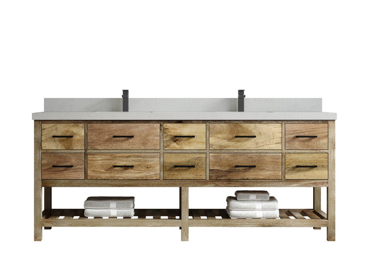 Parker Mango Wood 84 in. W x 22 in. D Double Sink Bathroom vanity with - photo 14