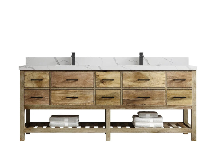 Parker Mango Wood 84 in. W x 22 in. D Double Sink Bathroom vanity with - photo 9