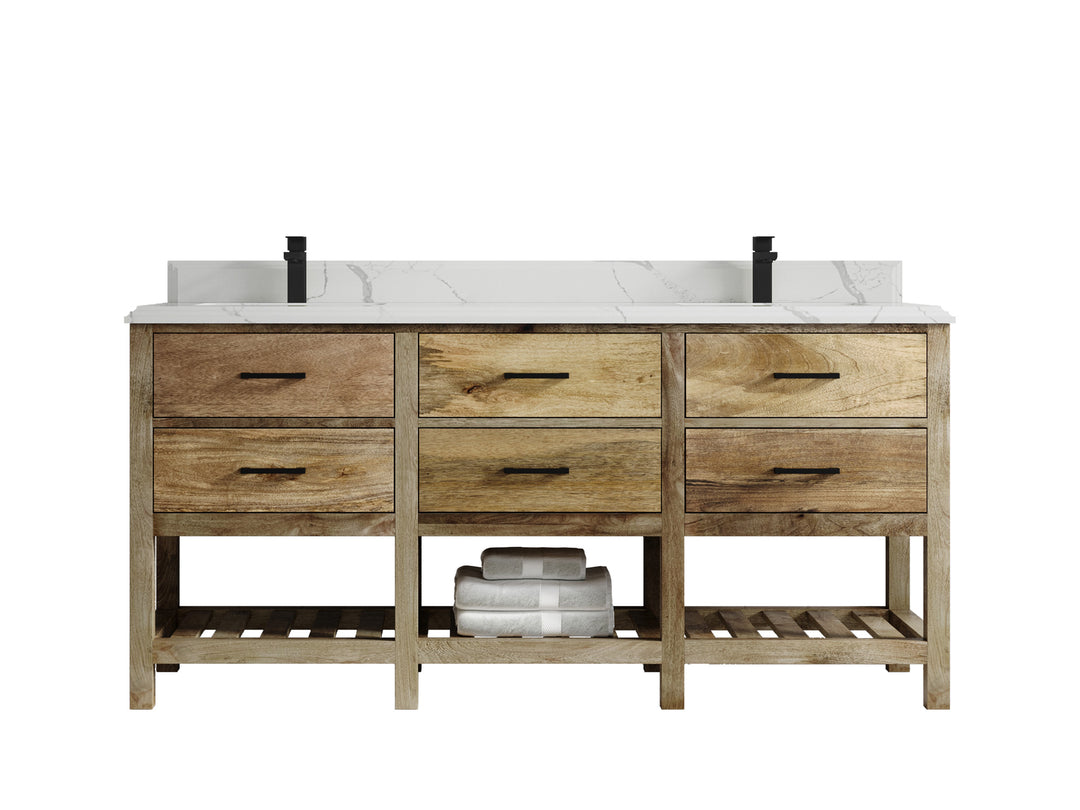 Parker Mango Wood 72 in. W x 22 in. D Double Sink Bathroom Vanity