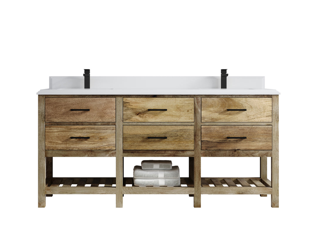 Parker Mango Wood 72 in. W x 22 in. D Double Sink Bathroom Vanity