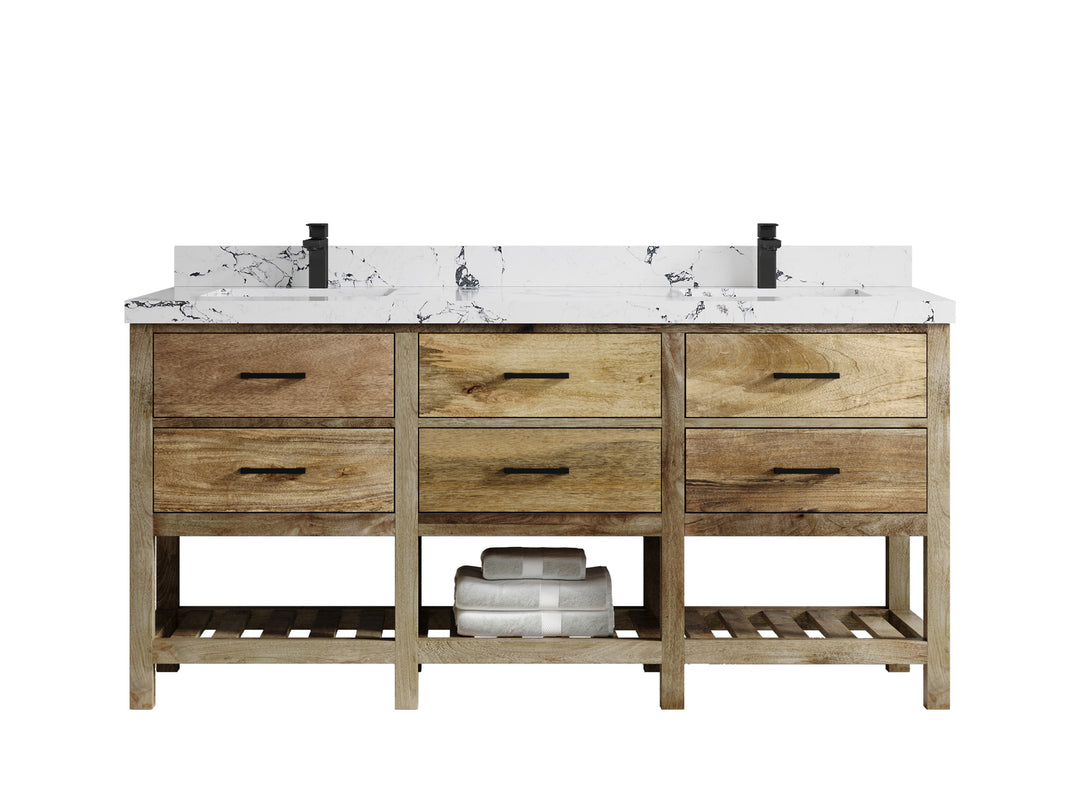 Parker Mango Wood 72 in. W x 22 in. D Double Sink Bathroom Vanity