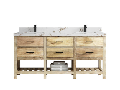 Parker Mango Wood 72 in. W x 22 in. D Double Sink Bathroom Vanity