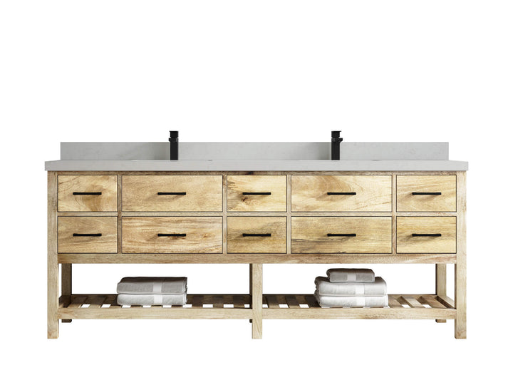 Parker Mango Wood 84 in. W x 22 in. D Double Sink Bathroom vanity with - photo 14