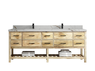 Parker Mango Wood 84 in. W x 22 in. D Double Sink Bathroom Vanity