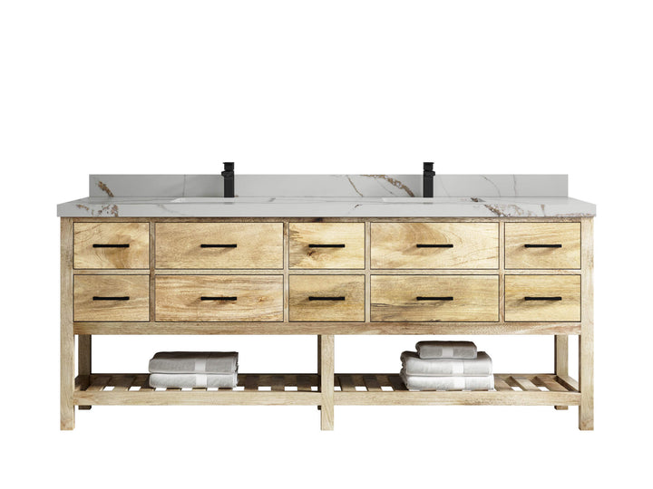 Parker Mango Wood 84 in. W x 22 in. D Double Sink Bathroom vanity with - photo 7