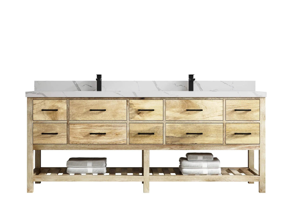 Parker Mango Wood 84 in. W x 22 in. D Double Sink Bathroom Vanity