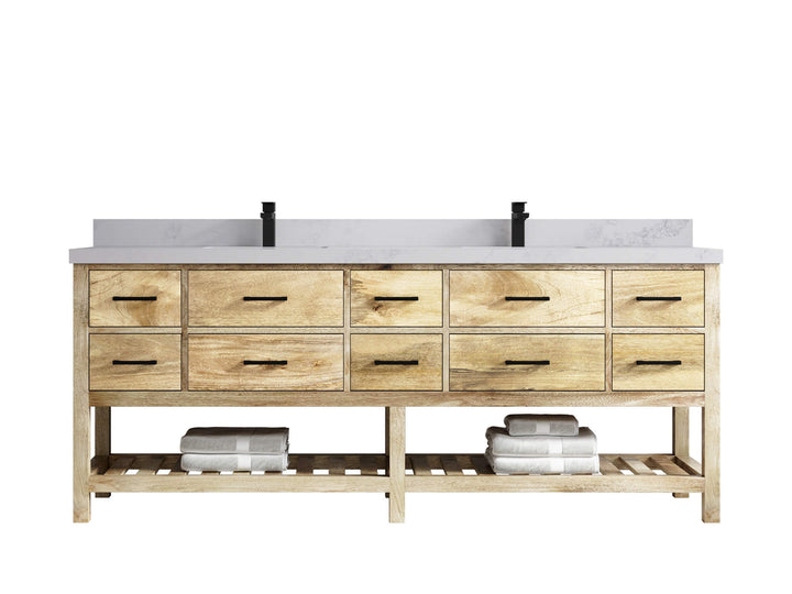 Parker Mango Wood 84 in. W x 22 in. D Double Sink Bathroom vanity with - photo 10