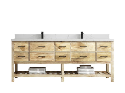 Parker Mango Wood 84 in. W x 22 in. D Double Sink Bathroom Vanity