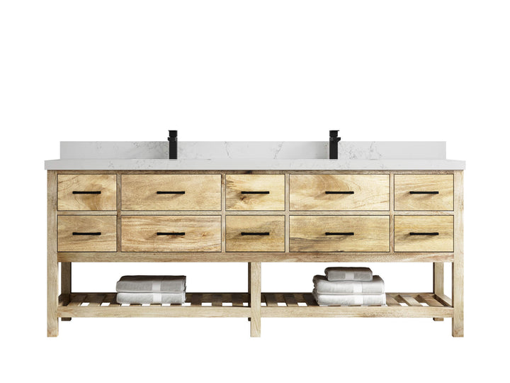 Parker Mango Wood 84 in. W x 22 in. D Double Sink Bathroom vanity with - photo 15