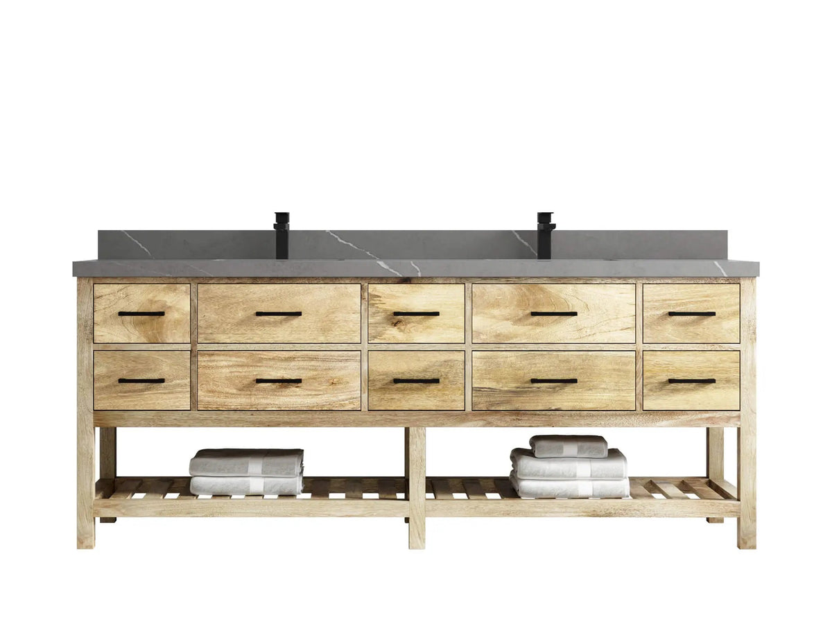 Parker Mango Wood 84 in. W x 22 in. D Double Sink Bathroom Vanity