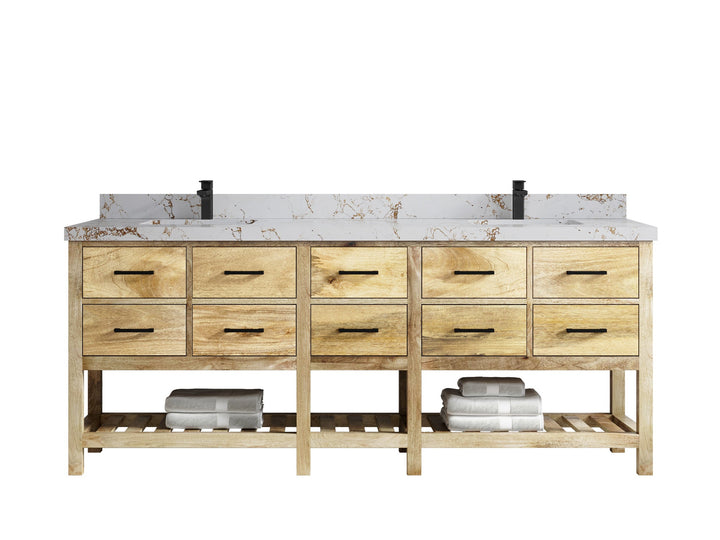 Parker Mango Wood 84 in. W x 22 in. D Double Sink Bathroom vanity with - photo 19