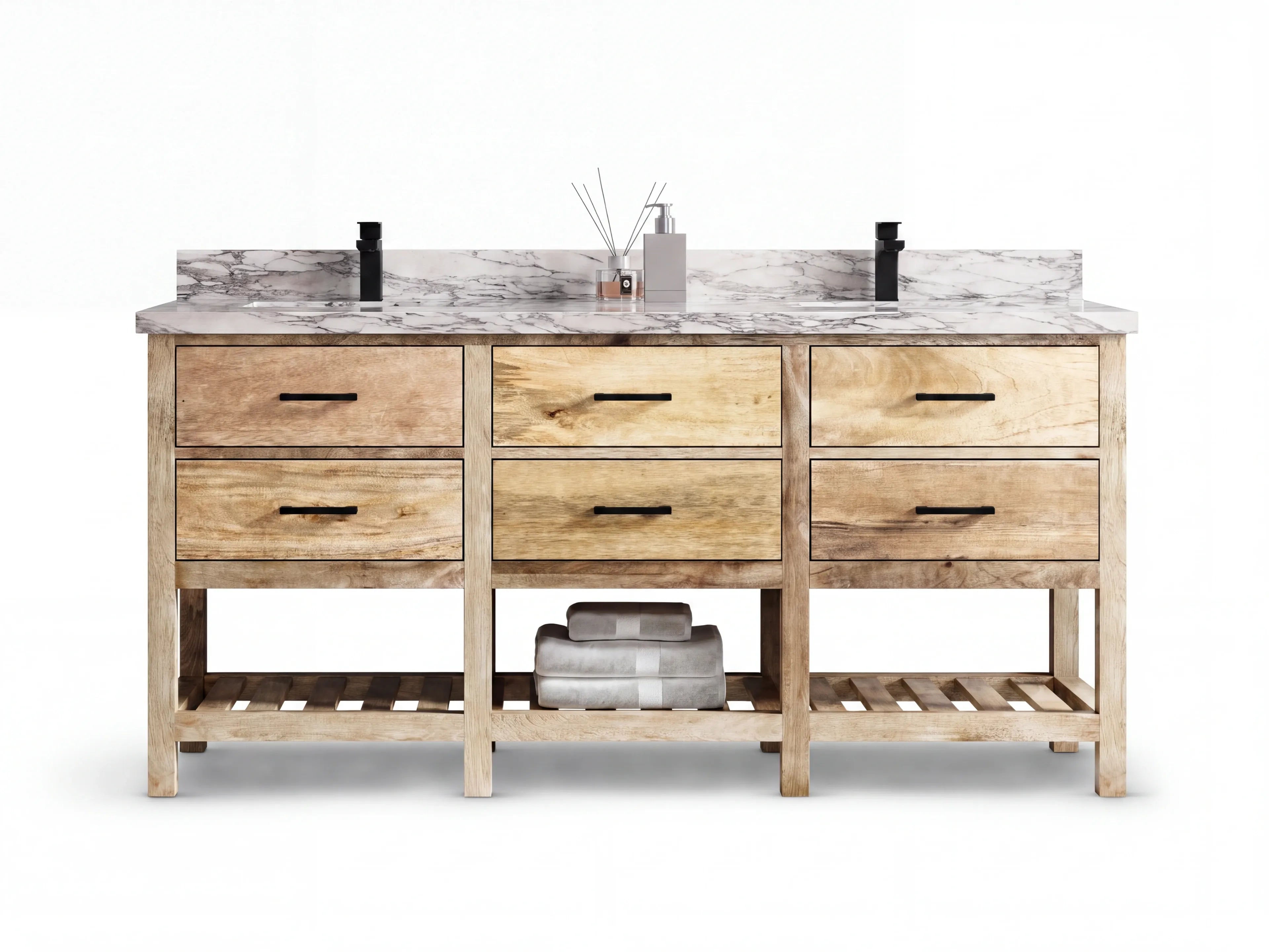 Parker Mango Wood 72 in. W x 22 in. D Double Sink Bathroom Vanity