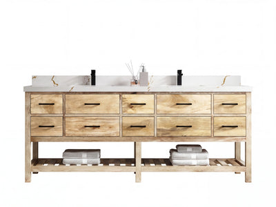Parker Mango Wood 84 in. W x 22 in. D Double Sink Bathroom Vanity