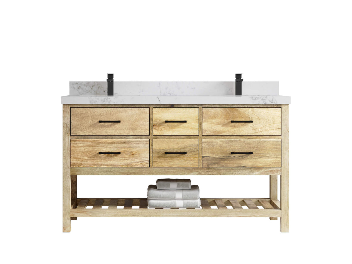 Parker Mango Wood 60 in. W x 22 in. D Double Sink Bathroom Vanity