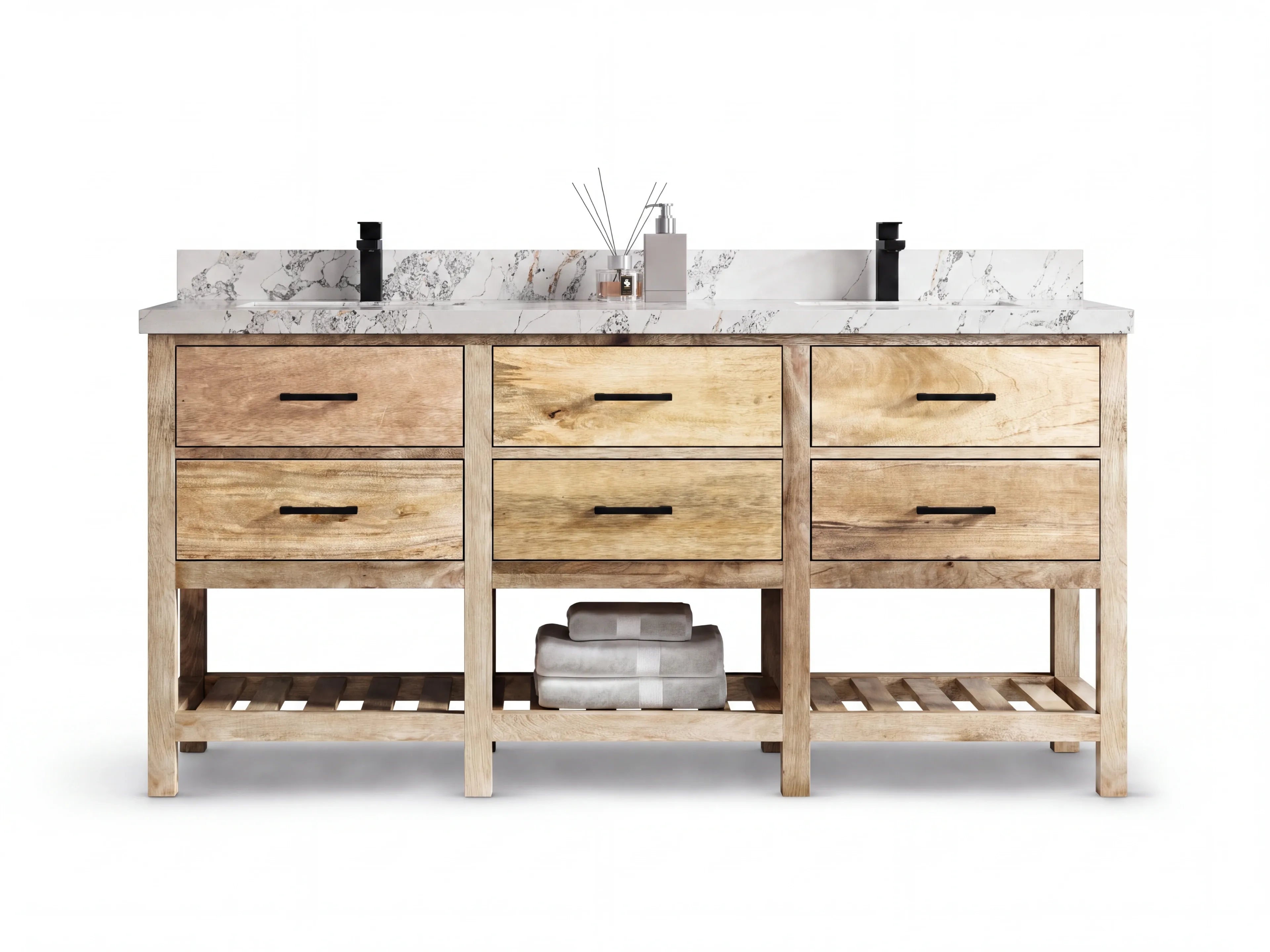 Parker Mango Wood 72 in. W x 22 in. D Double Sink Bathroom Vanity