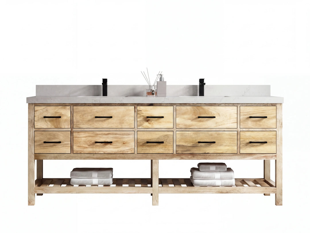 Parker Mango Wood 84 in. W x 22 in. D Double Sink Bathroom vanity with | 
              
                Whitewashed Mango
                
                  
             - PRK_MG_WHW_WHQZ_RT84 - photo №24