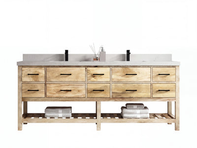 Parker Mango Wood 84 in. W x 22 in. D Double Sink Bathroom Vanity