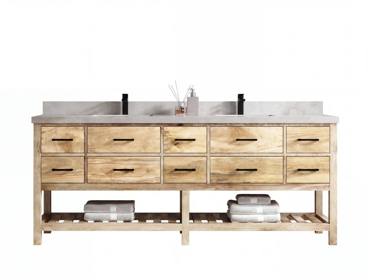 Parker Mango Wood 84 in. W x 22 in. D Double Sink Bathroom Vanity