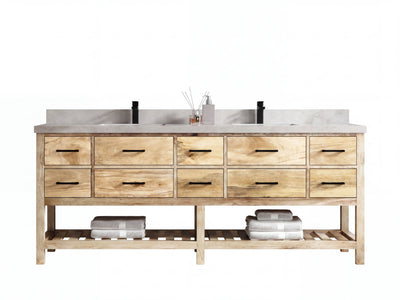 Parker Mango Wood 84 in. W x 22 in. D Double Sink Bathroom Vanity