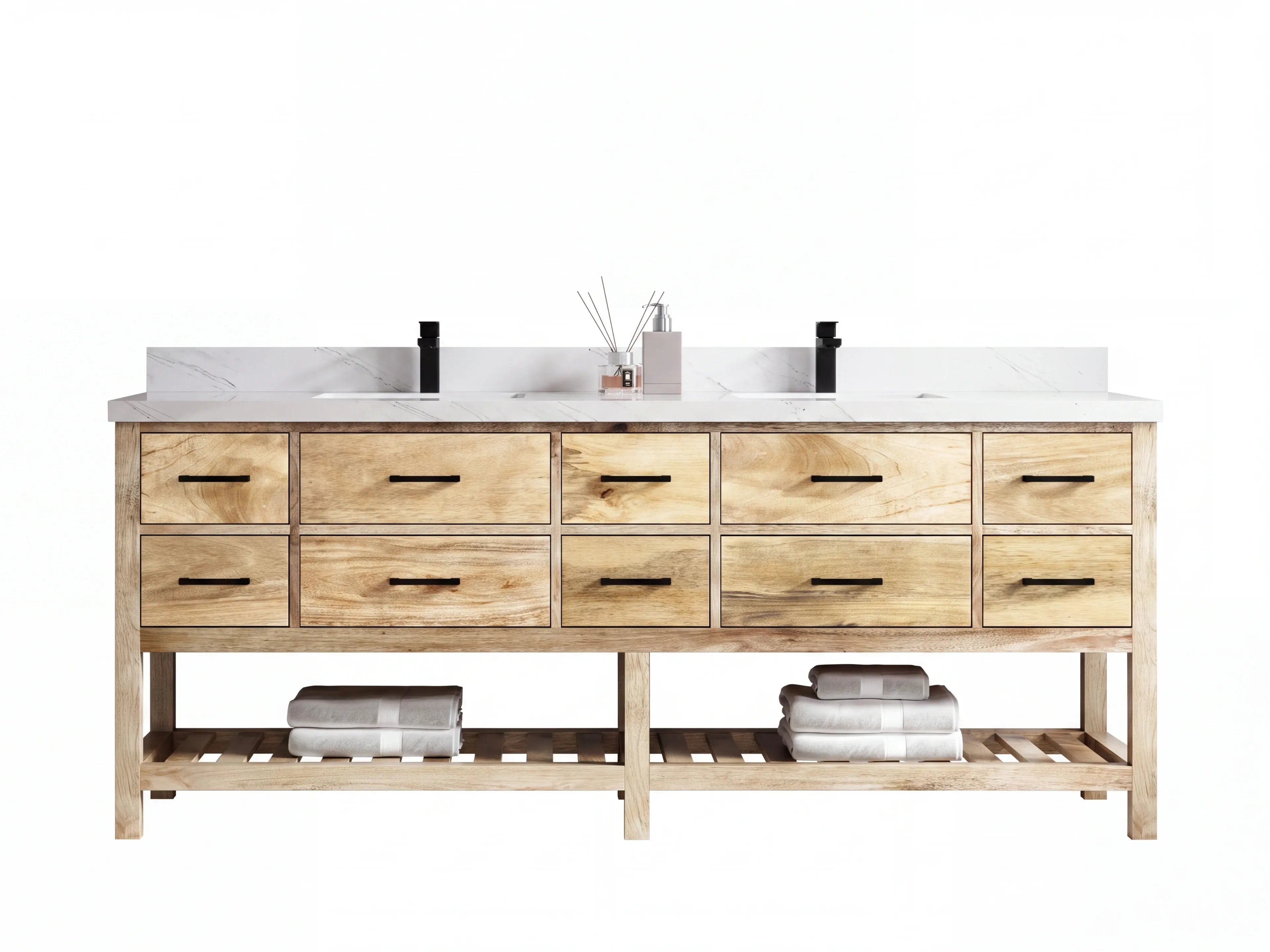 Parker Mango Wood 84 in. W x 22 in. D Double Sink Bathroom Vanity