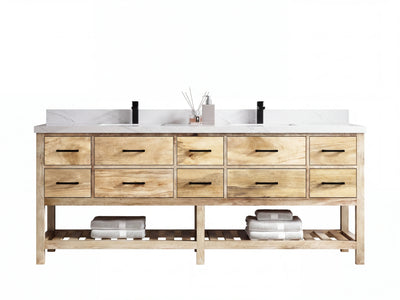 Parker Mango Wood 84 in. W x 22 in. D Double Sink Bathroom Vanity