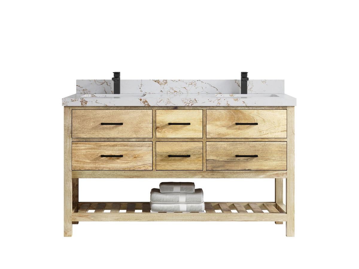 Parker Mango Wood 60 in. W x 22 in. D Double Sink Bathroom Vanity