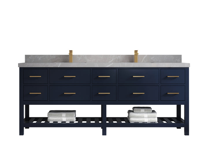 Parker 84 in. W x 22 in. D Double Sink Bathroom Vanity (Navy Blue) - photo 30