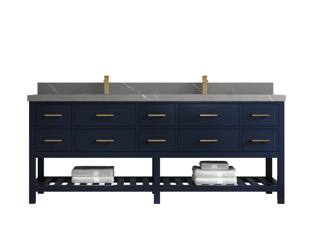 Parker 84 in. W x 22 in. D Double Sink Bathroom Vanity (Navy Blue)