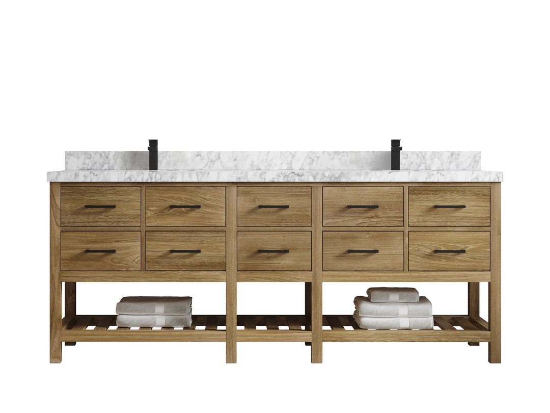 Parker Teak Wood 84 in. W x 22 in. D Double Sink Bathroom vanity with