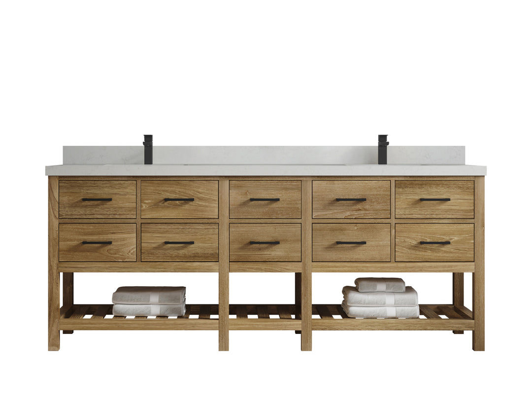 Parker Teak Wood 84 in. W x 22 in. D Double Sink Bathroom vanity with