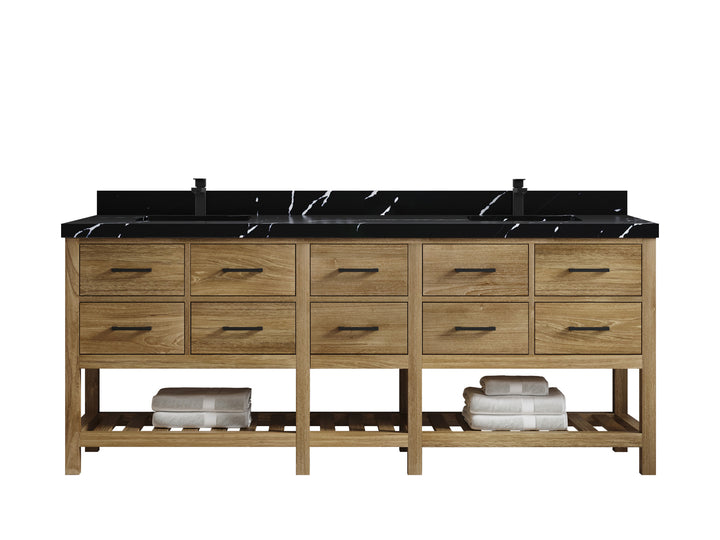Parker Teak Wood 84 in. W x 22 in. D Double Sink Bathroom vanity with - photo 9