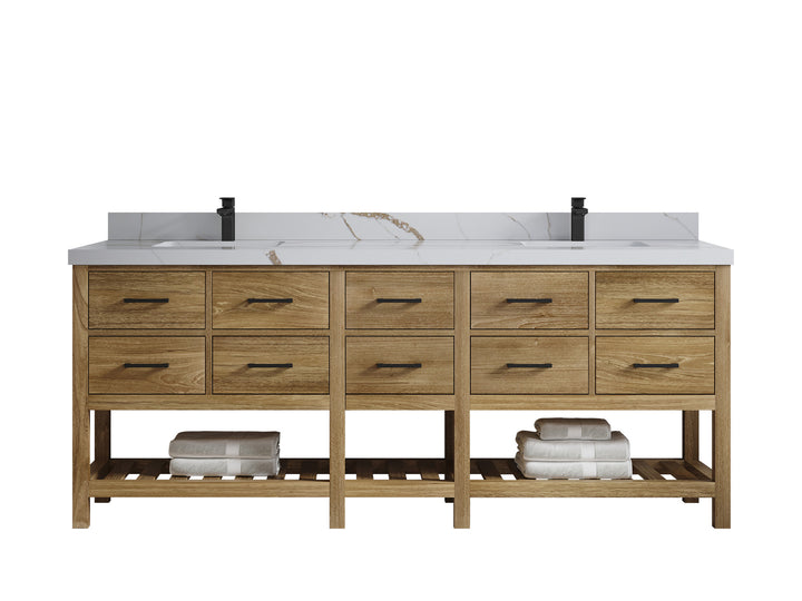 Parker Teak Wood 84 in. W x 22 in. D Double Sink Bathroom vanity with - photo 10