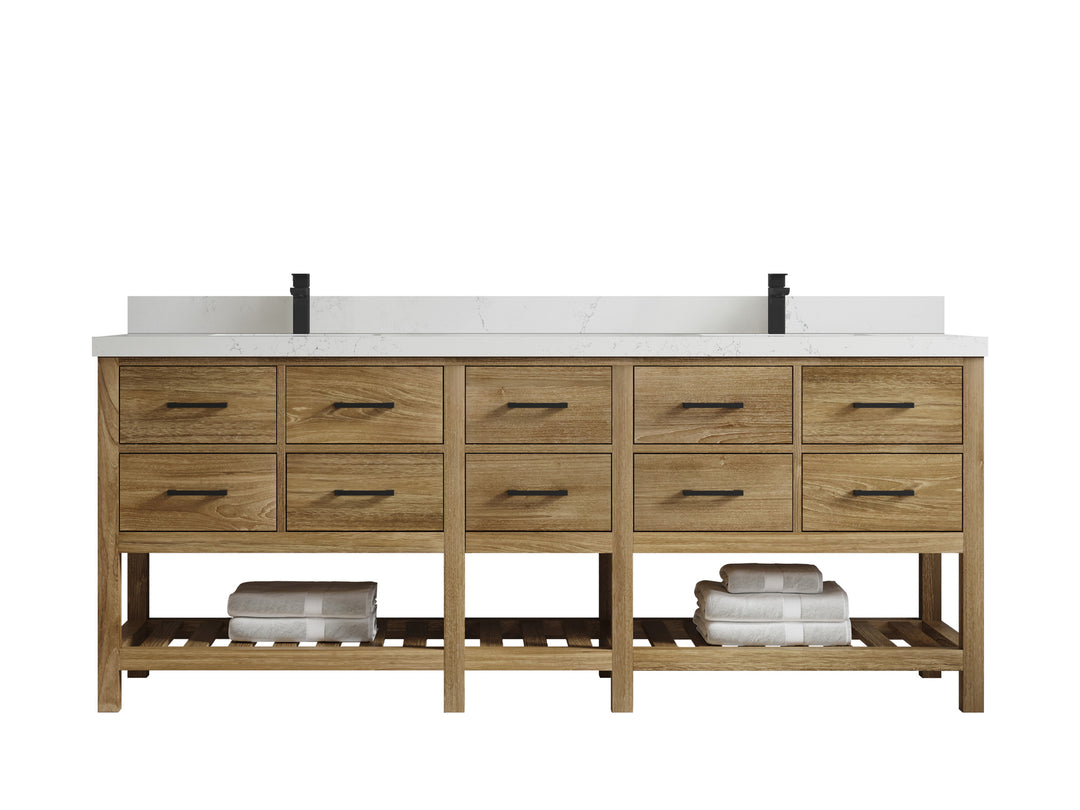 Parker Teak Wood 84 in. W x 22 in. D Double Sink Bathroom vanity with