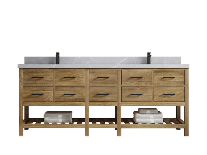 Parker Teak Wood 84 in. W x 22 in. D Double Sink Bathroom vanity with - photo 15