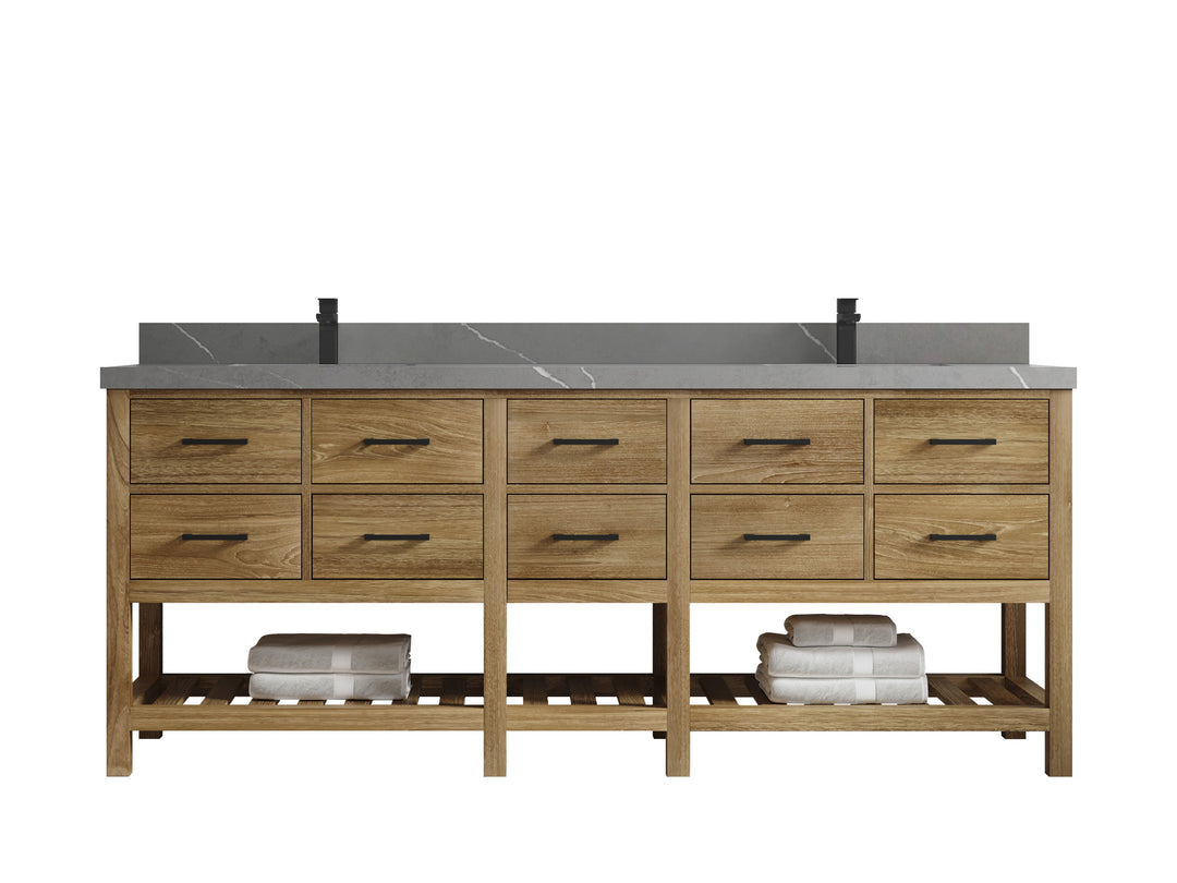 Parker Teak Wood 84 in. W x 22 in. D Double Sink Bathroom vanity with