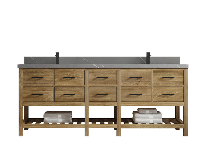 Parker Teak Wood 84 in. W x 22 in. D Double Sink Bathroom vanity with - photo 16