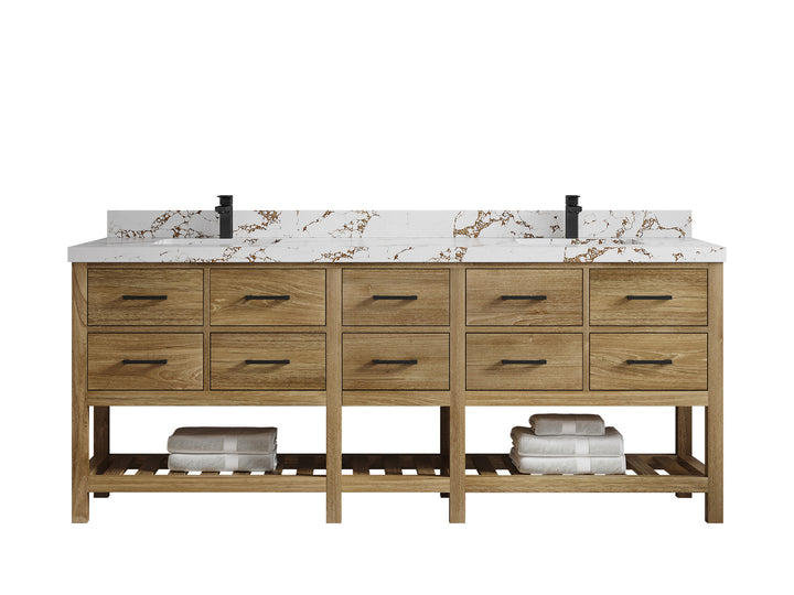 Parker Teak Wood 84 in. W x 22 in. D Double Sink Bathroom vanity with - photo 17