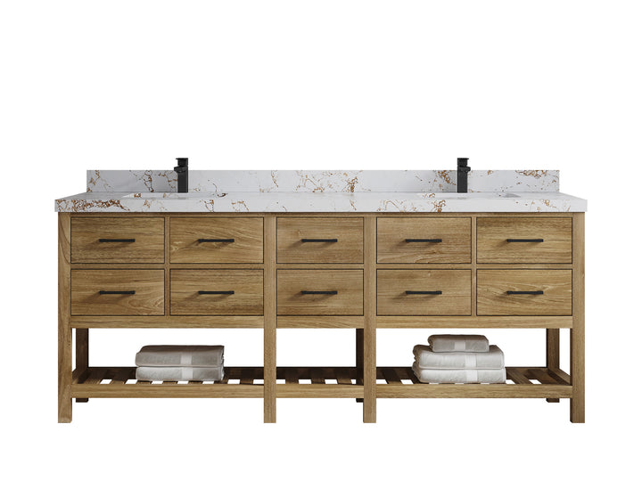 Parker Teak Wood 84 in. W x 22 in. D Double Sink Bathroom vanity with - photo 18