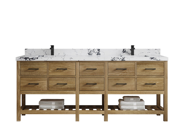 Parker Teak Wood 84 in. W x 22 in. D Double Sink Bathroom vanity with - photo 19