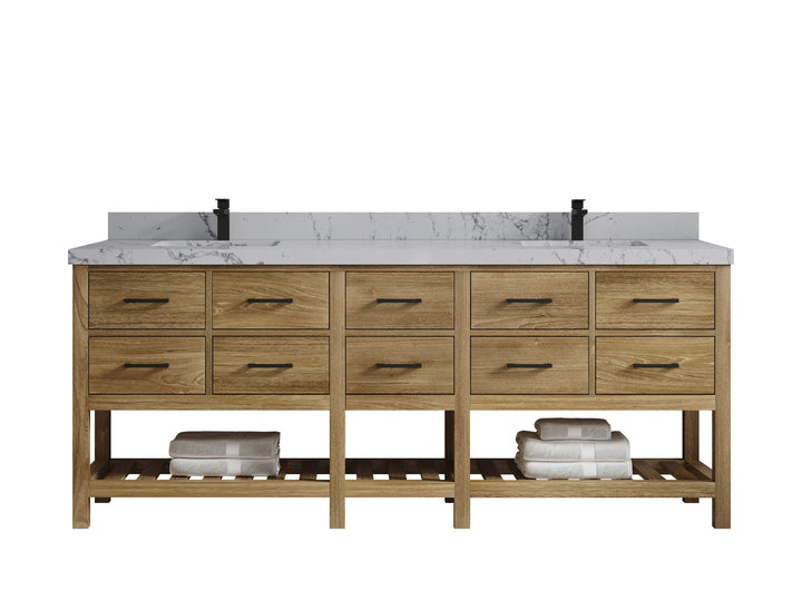 Parker Teak Wood 84 in. W x 22 in. D Double Sink Bathroom vanity with - photo 20